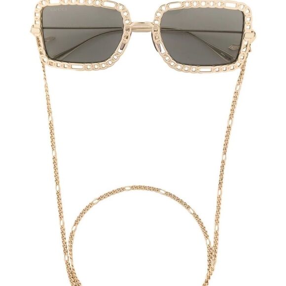 NWT GUCCI 54MM Rectangle Sunglasses Chain-Embellished Sunglasses main image 6